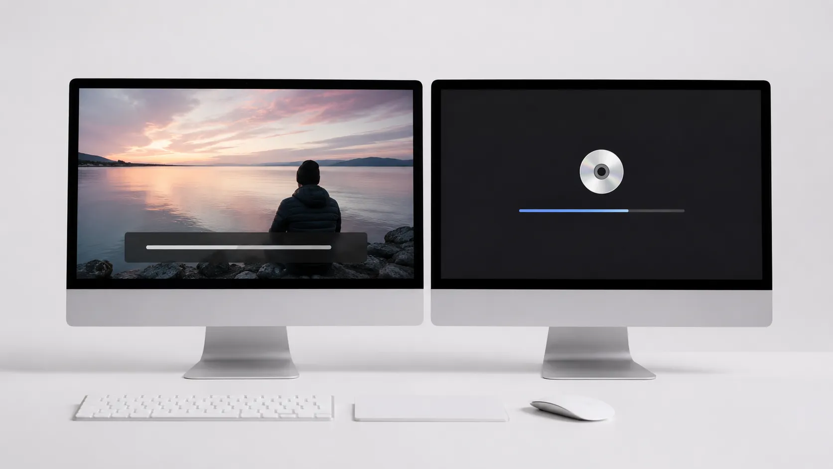 Mac screens showing subtitle preview and DVD burn progress for burning subtitled DVD on Mac