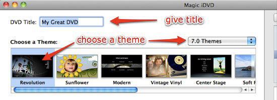 Choose theme on iDVD