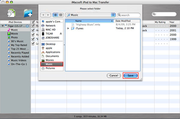 Copy iPod files to Mac