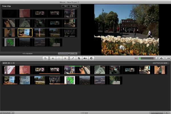 arrange imovie video clips