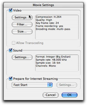imovie setting
