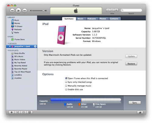 reformat iPod