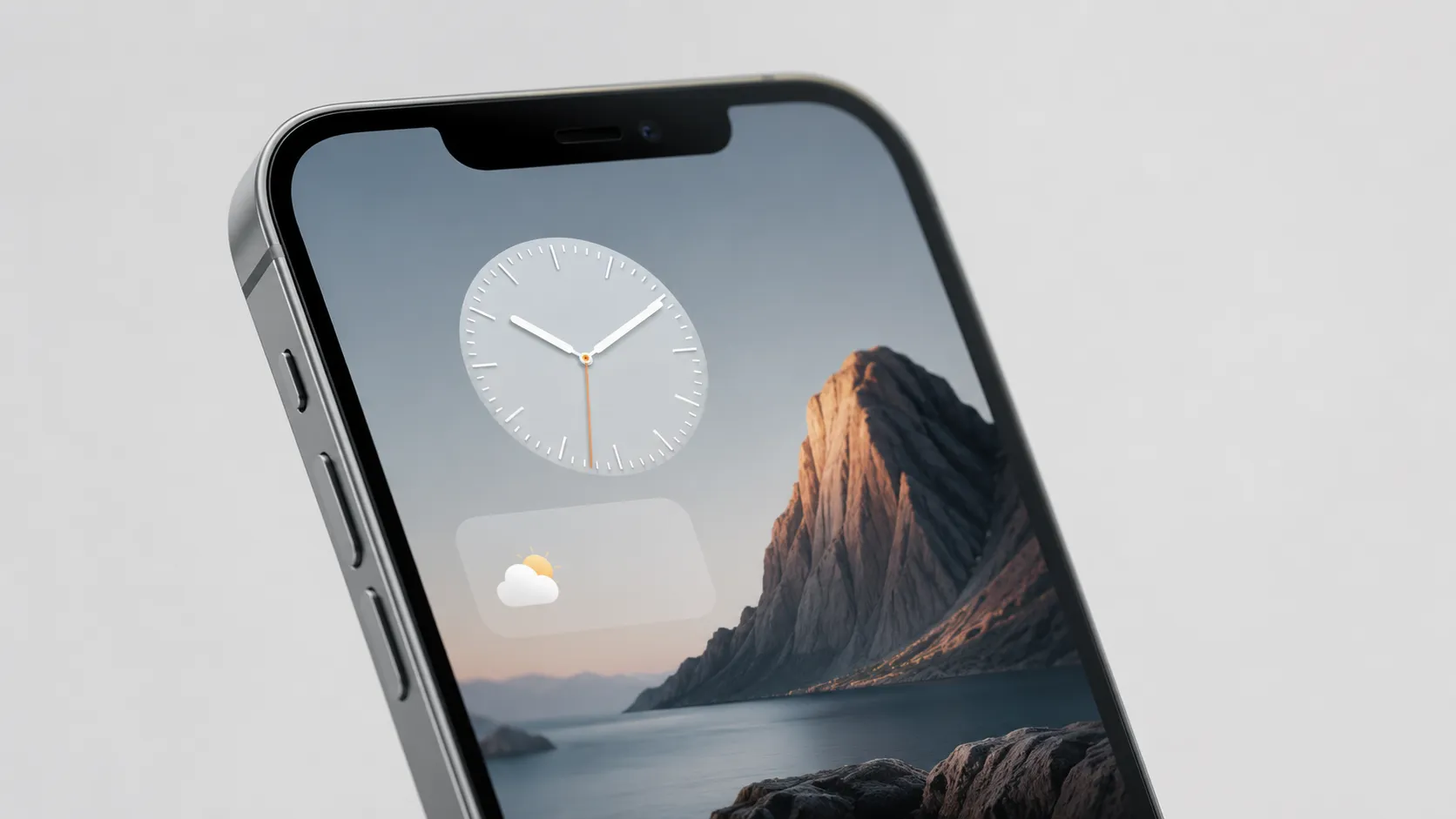 iPhone lock screen customization showing depth-effect wallpaper and clock widgets in iOS 18