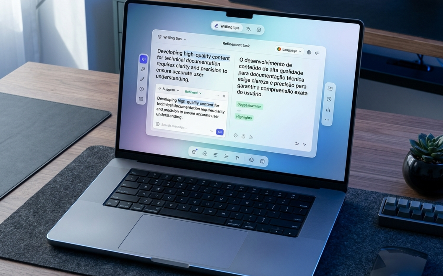Apple Intelligence Writing Tools on MacBook Pro improving Chinese text - Mac-DVD.com