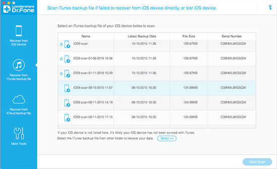 Recover from iTunes backup