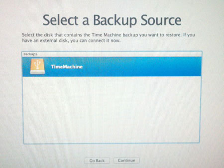 select backup file